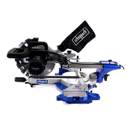 Sierra tronzadora Scheppach HM254 2000 W 255 mm + marco base para tronzadora universal UMF 2000 de 2 m + 1 hoja de sierra 60 Z HW + 1 hoja de sierra 48 Z HW