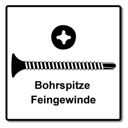 Tornillos para paneles de yeso SPAX GIX-D 3,5 x 35 mm 2000 piezas (2x 1991170350356) punta de broca fosfatada rosca completa cabeza de trompeta ranura en cruz H2
