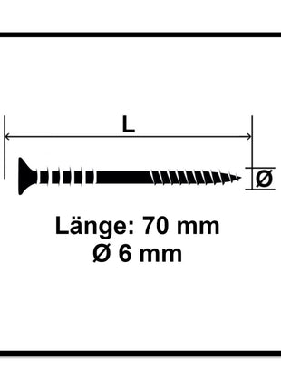 SPAX Justierschraube 6,0 x 70 mm 200 Stück ( 2x 161010600703 ) Justiergewinde mit Halterillen Flachkopf T-STAR Plus 4Cut WIROX