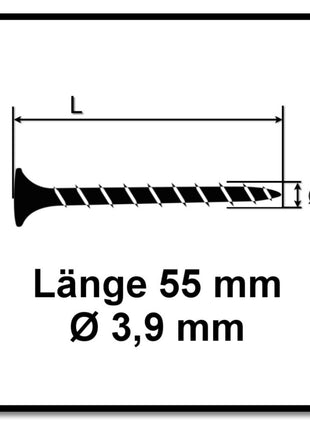 SPAX GIX-B Schnellbauschrauben 3,9 x 55 mm 2000 Stk ( 2x 1891170390556 ) Vollgewinde Trompetenkopf Nadelspitze Kreuzschlitz H2