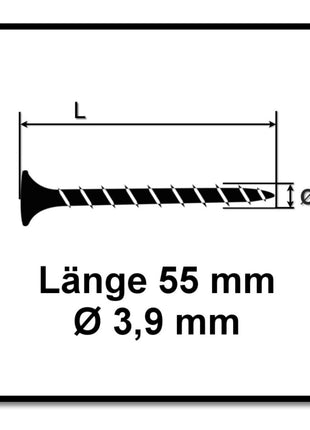 Tornillos para paneles de yeso SPAX GIX-B 3,9 x 55 mm 5000 piezas (5x 1891170390556) rosca completa cabeza de trompeta punta de aguja ranura en cruz H2