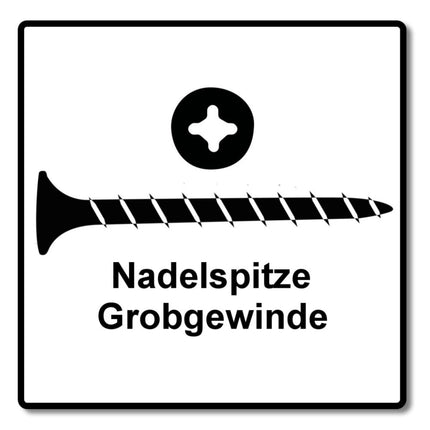 Tornillos para paneles de yeso SPAX GIX-B 3,9 x 55 mm 5000 piezas (5x 1891170390556) rosca completa cabeza de trompeta punta de aguja ranura en cruz H2