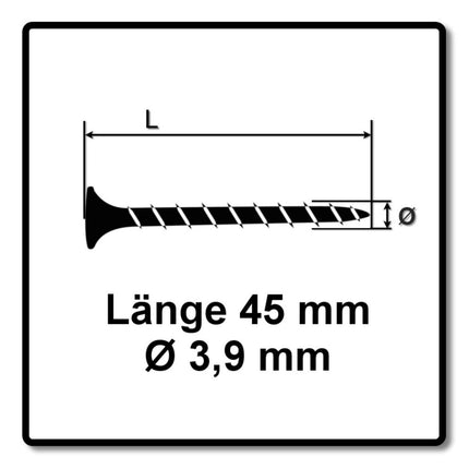 Vis pour cloisons sèches SPAX GIX-B 3,9 x 45 mm 5000 pièces (5x 1891170390456) tête trompette à filetage complet pointe aiguille fente cruciforme H2