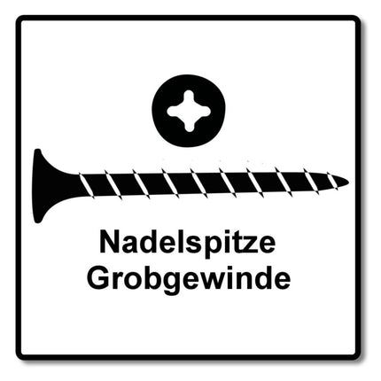Vis pour cloisons sèches SPAX GIX-B 3,9 x 45 mm 5000 pièces (5x 1891170390456) tête trompette à filetage complet pointe aiguille fente cruciforme H2