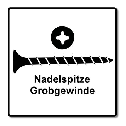 SPAX GIX-B Schnellbauschrauben 3,9 x 35 mm 2000 Stk ( 2x 1891170390356 ) Nadelspitze Vollgewinde Trompetenkopf Nadelspitze Kreuzschlitz H2