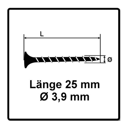 Vis pour cloisons sèches SPAX GIX-B 3,9 x 25 mm 2000 pièces (2x 1891170390256) tête trompette à filetage complet pointe aiguille fente cruciforme H2