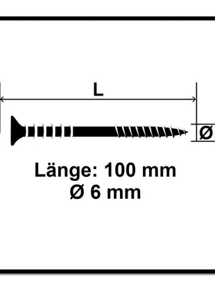 Vis de réglage SPAX 6,0 x 100 mm 200 pièces (2x 161010601005) filetage de réglage avec rainures de retenue tête plate T-STAR Plus 4Cut WIROX