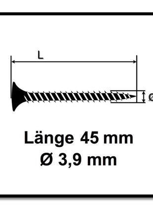 SPAX GIX-A Schnellbauschrauben 3,9 x 45 mm 5000 Stk ( 5x 1091170390456 ) Vollgewinde Trompetenkopf Kreuzschlitz H2 Nadelspitze Phosphatiert