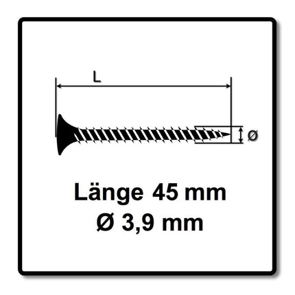 SPAX GIX-A vis pour cloisons sèches 3,9 x 45 mm 5000 pièces (5x 1091170390456) tête trompette à filetage complet fente cruciforme H2 pointe d'aiguille phosphatée
