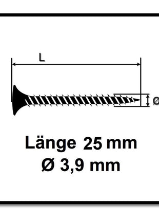 SPAX GIX-A Schnellbauschrauben 3,9 x 25 mm 2000 Stk ( 2x 1091170390256 ) Vollgewinde Trompetenkopf Kreuzschlitz H2 Nadelspitze Phosphatiert