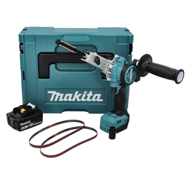 Makita DBS 180 T1J akumulatorowy pilnik taśmowy 18 V 9 x 533 mm bezszczotkowy + 1x akumulator 5,0 Ah + Makpac - bez ładowarki