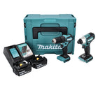 Makita DLX 2221 JX2 kit combinado de batería 18 V con DHP 483 40 Nm + DTD 155 140 Nm sin escobillas + 2x batería 3,0 Ah + cargador + Makpac