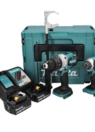 Makita DLX 2176 TJ Akku Kombo Kit 18 V mit DHP 481 115 Nm Brushless + DTD 152 165 Nm + 2x Akku 5,0 Ah + Ladegerät + Makpac