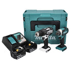 Makita DLX 2131 J Akku Kombo Kit 18 V mit DHP 482 Weiß 62 Nm + DTD 152 165 Nm + 2x Akku 3,0 Ah + Ladegerät + Makpac