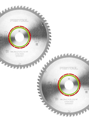 Festool Spezial Kreissägeblatt Set 2x HW 216 x 30 x 2,3 mm WZ/FA60 216 mm ( 2x 500123 ) 60 Zähne - Toolbrothers