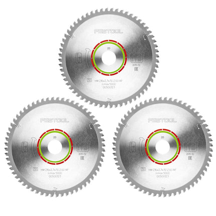 Festool Spezial Kreissägeblatt Set 3x HW 216 x 30 x 2,3 mm WZ/FA60 216 mm ( 3x 500123 ) 60 Zähne - Toolbrothers