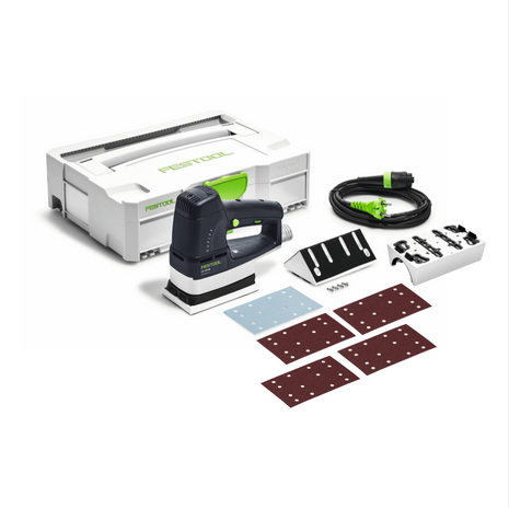 Lijadora lineal Festool LS 130 EQ-Plus DUPLEX 260 W 133 x 80 mm + 1x zapata de perfil radial R25 + 200x tiras de lijado + Systainer