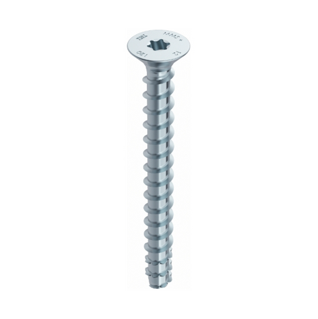 HECO MULTI MONTI plus F anclaje de tornillo 6,0 x 120 mm 100 piezas (2x 48505) tornillo para hormigón, cabeza avellanada, accionamiento en T, galvanizado azul, A2K