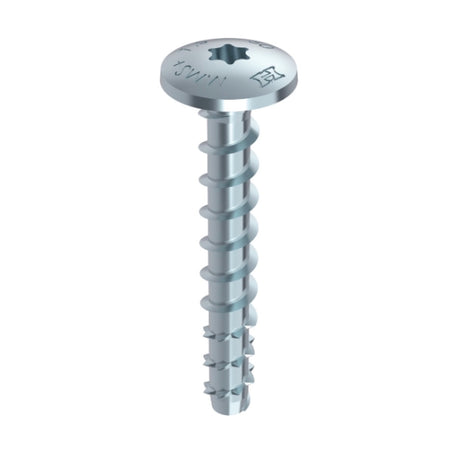 HECO MULTI MONTI plus MS anclaje de tornillo 7,5 x 60 mm 200 piezas (4x 52374) tornillo para hormigón cabeza redonda plana T-Drive galvanizado azul A2K