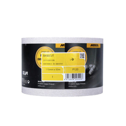 Mirka BASECUT Rouleau de papier abrasif 115 mm x 50 m, P120, Papier abrasif universel ( 2251100112N )