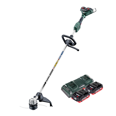 Desbrozadora de batería Metabo FSD 36-18 LTX BL 40 36 V (2x 18 V) mango redondo sin escobillas + 2x batería 4,0 Ah + cargador doble