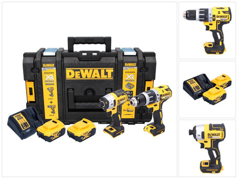 Paquete combinado de baterías DeWalt DCK 266 P2T Taladro de impacto DCD 796 de 18 V + herramienta de impacto DCF 887 + 2 baterías de 5,0 Ah + cargador + TSTAK