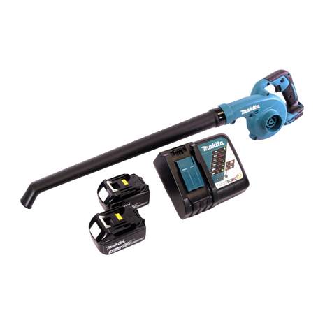 Soplador de hojas a batería Makita DUB 186 RM 18 V + 2x baterías 4,0 Ah + cargador