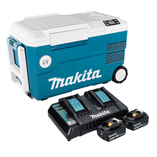 Makita DCW 180 PG Compressore refrigerante e riscaldatore a batteria 36 V ( 2x 18 V ) 20 L + 2x batteria 6,0 Ah + doppio caricabatterie