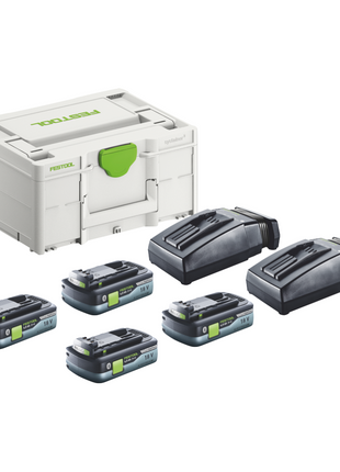 Festool SYS3 ENG 18V 2x4,0/TCL6 Energie Set 18 V + 4x Akku 4,0 Ah + 2x Ladegerät + Systainer - Toolbrothers