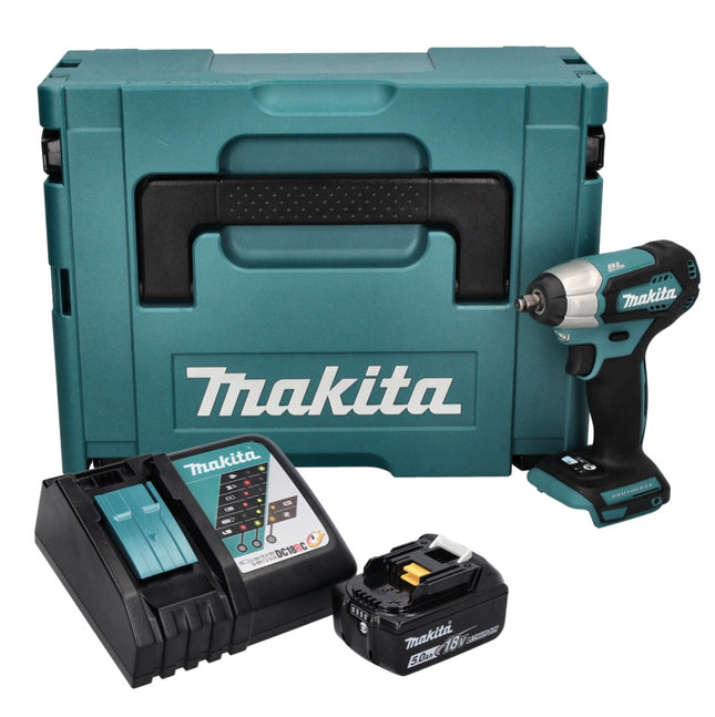 Makita DTW 180 RT1J cordless impact wrench 18 V 180 Nm 3/8" brushless + 1x battery 5.0 Ah + charger + Makpac