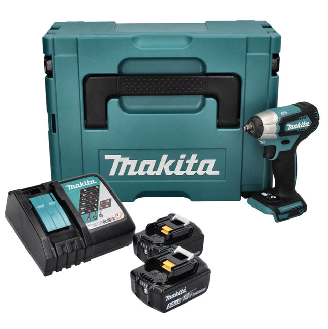 Makita DTW 180 RTJ cordless impact wrench 18 V 180 Nm 3/8" brushless + 2x 5.0 Ah batteries + charger + Makpac