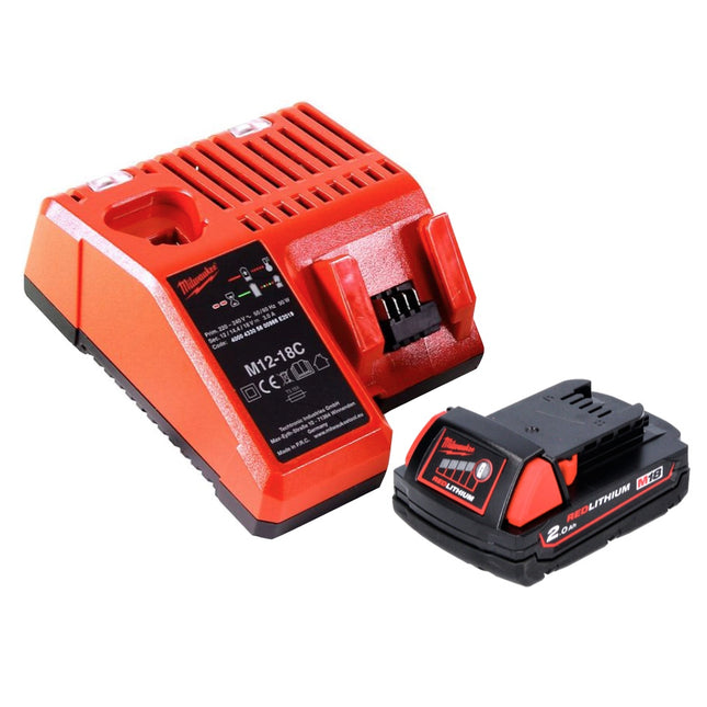 Set iniziale Milwaukee M18 B2 con batteria 18 V 1x 2,0 Ah ( 1x 4932430062 ) + caricabatteria M12-18C 12 - 18 V ( 4932352959 )