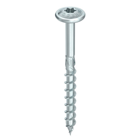 HECO TOPIX plus tornillos profesionales para construcción en madera 8,0 x 200 mm 50 piezas (61319) tornillo para madera con rosca parcial, cabeza con arandela, accionamiento en T, galvanizado azul, A3K