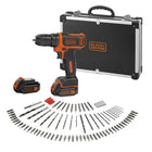 Black & Decker BDCDD12BAFC-QW Akku Bohrschrauber 10,8 V 26 Nm + 2x Akku 1,5 Ah + Ladegerät 100 tlg. Zubehör Set + Koffer