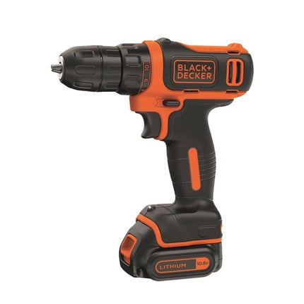 Black & Decker BDCDD12BAFC-QW Trapano avvitatore a batteria 10,8V 26Nm + 2x Batterie 1,5 Ah + Caricabatterie + Set accessori 100 pz. + Valigetta
