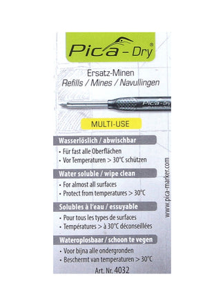 Minas de repuesto Pica DRY solubles en agua amarillas 20 piezas (2x 4032)