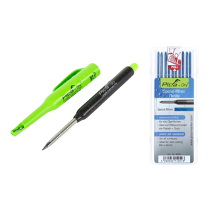 Pica DRY Longlife Automatic Pen Tieflochmarker ( 3030 ) + 10 tlg. Spezial Minen Set Wasserstrahlfest Blau ( 4041 )
