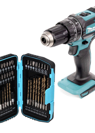 Makita DHP 482 Z Perceuse-visseuse à percussion sans fil 18 V 62 Nm + Jeu de forets 40 pièces - sans batterie, sans chargeur