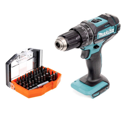 Makita DHP 482 Z Perceuse-visseuse à percussion sans fil 18 V 62 Nm + Jeu d'embouts de 44 pièces - sans batterie, sans chargeur