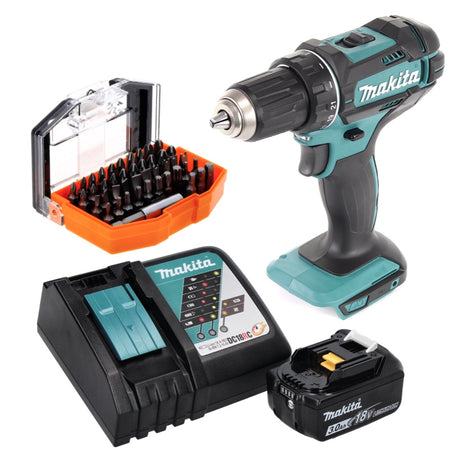 Makita DDF 482 RF1 Perceuse-visseuse sans fil 62Nm 18V  + 1x Batterie 3,0Ah + Chargeur + Set d'embouts - 44 pcs.