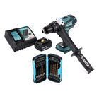 Makita DDF 458 RF1 Akku Bohrschrauber 18 V 91 Nm + 1x Akku 3,0 Ah + Ladegerät + 40 tlg. Bit Bohrer Set