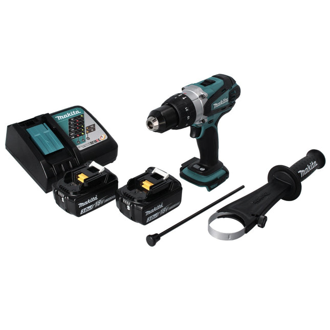 Taladro percutor inalámbrico Makita DHP 458 RF 18 V 91 Nm + 2x Baterías 3.0 Ah + Cargador