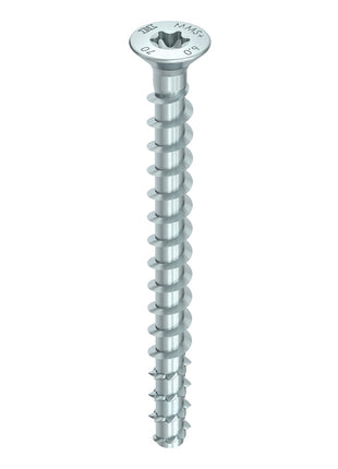 HECO MULTI MONTI plus F anclaje de tornillo 7,5 x 80 mm 50 piezas (48515) tornillo para hormigón, cabeza avellanada, accionamiento en T, galvanizado azul, A2K