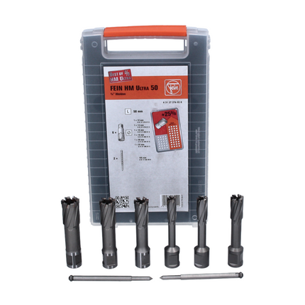 FEIN HM Ultra 50 Set frese a corona 8 pz. ( 63127276020 ) 3/4" Weldon 12 - 22 mm