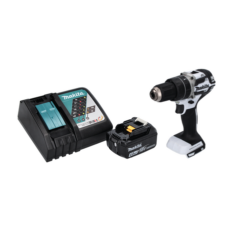 Makita DHP 484 RM1 W taladro percutor inalámbrico 18 V 54 Nm sin escobillas blanco + 1x batería 4,0 Ah + cargador