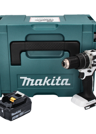 Makita DHP 484 M1J W perceuse à percussion sans fil 18 V 54 Nm sans balais blanc + 1x batterie 4,0 Ah + Makpac - sans chargeur