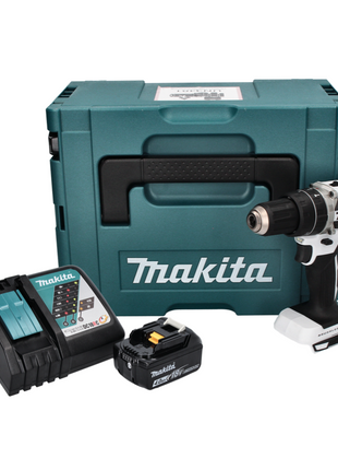 Makita DHP 484 RM1J W Akku Schlagbohrschrauber 18 V 54 Nm Brushless Weiß + 1x Akku 4,0 Ah + Ladegerät + Makpac