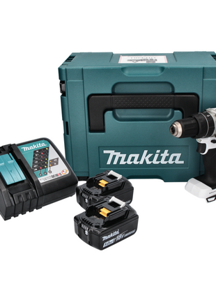 Makita DHP 484 RTJ W Akku Schlagbohrschrauber 18 V 54 Nm Brushless Weiß + 2x Akku 5,0 Ah + Ladegerät + Makpac