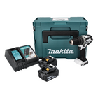 Makita DHP 484 RTJ W Akku Schlagbohrschrauber 18 V 54 Nm Brushless Weiß + 2x Akku 5,0 Ah + Ladegerät + Makpac