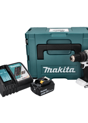 Makita DHP 484 RG1J W Perceuse-visseuse à percussion sans fil 18 V 54 Nm Brushless + 1x Batterie 6,0 Ah + Chargeur + Makpac